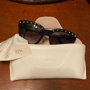 Valentino Black with goldtone spike sunglasses